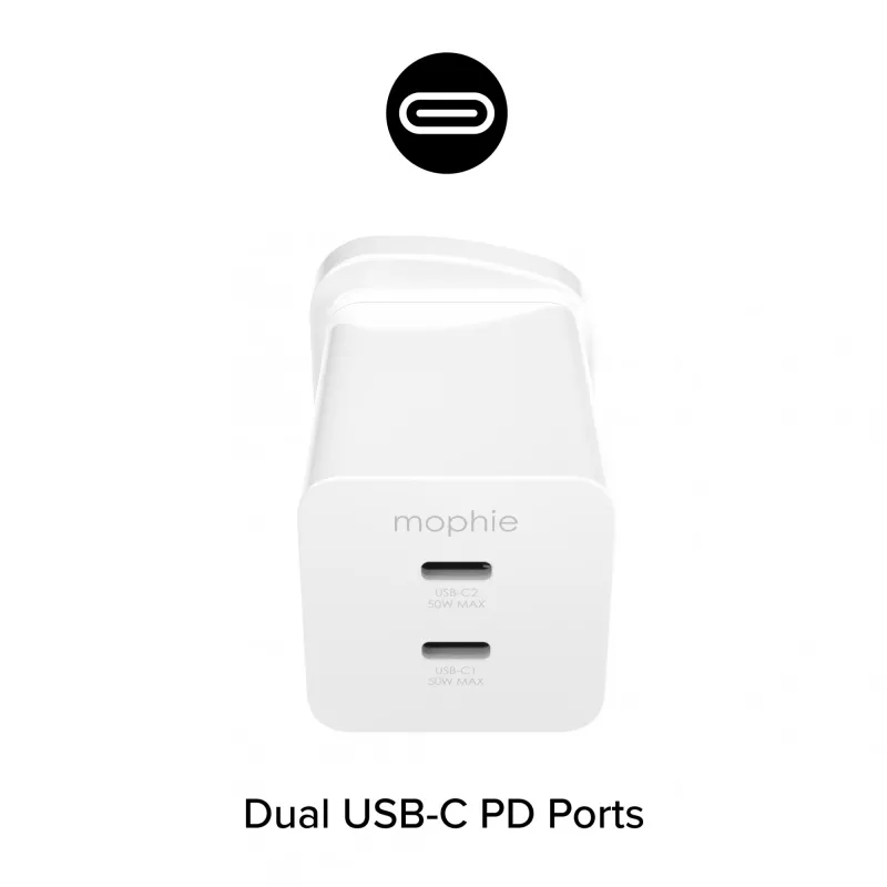 Toiteadapter Zagg 50W 2x USB-C Valge — Zagg mophie essentials