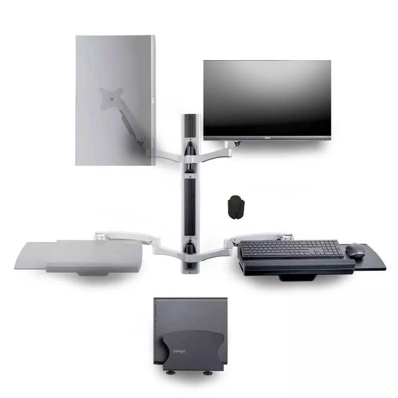 StarTech.com seinale kinnitatav tööjaam, VESA kinnitus 32-tollistele monitoridele (10 kg), täielikult liigendatav ühe monitori kinnitus ja klaviatuurialus lauaarvuti/korpuse kronsteiniga, püstitöölaud