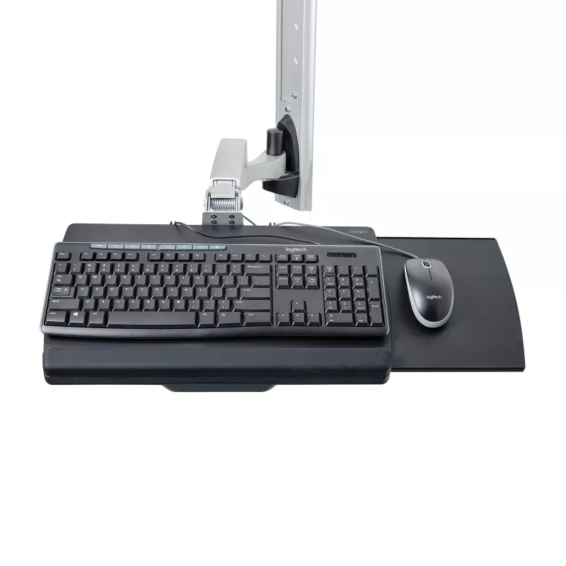 StarTech.com seinale kinnitatav tööjaam, VESA kinnitus 32-tollistele monitoridele (10 kg), täielikult liigendatav ühe monitori kinnitus ja klaviatuurialus lauaarvuti/korpuse kronsteiniga, püstitöölaud