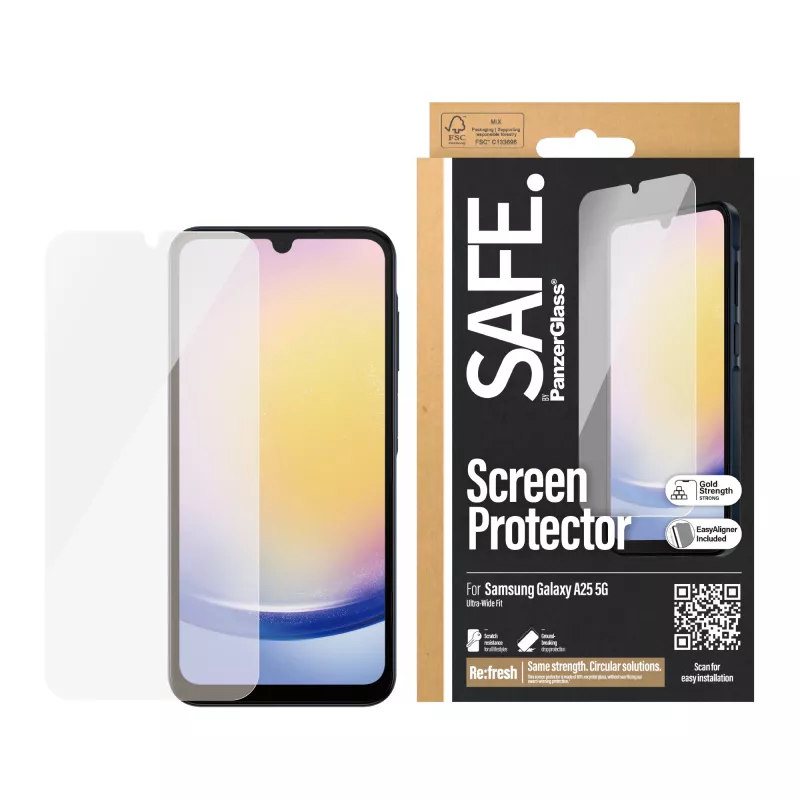 PanzerGlass SAFE. by ® ekraanikaitse Samsung Galaxy A25 5G | Ultra-Wide Fit koos EasyAligneriga