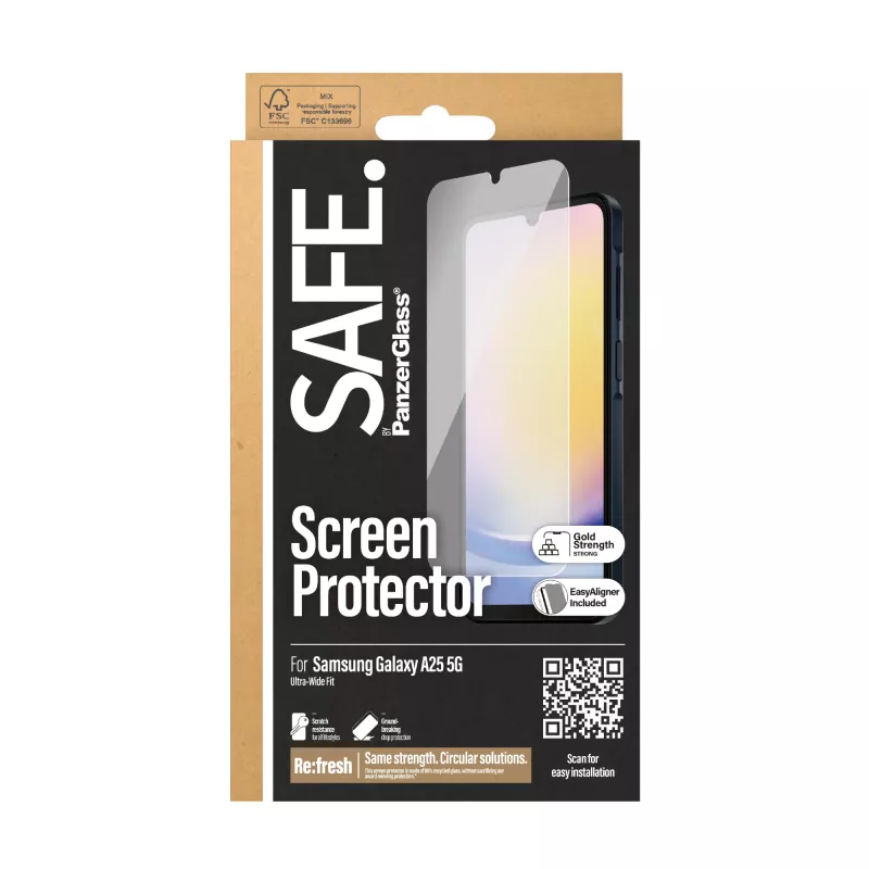 PanzerGlass SAFE. by ® ekraanikaitse Samsung Galaxy A25 5G | Ultra-Wide Fit koos EasyAligneriga