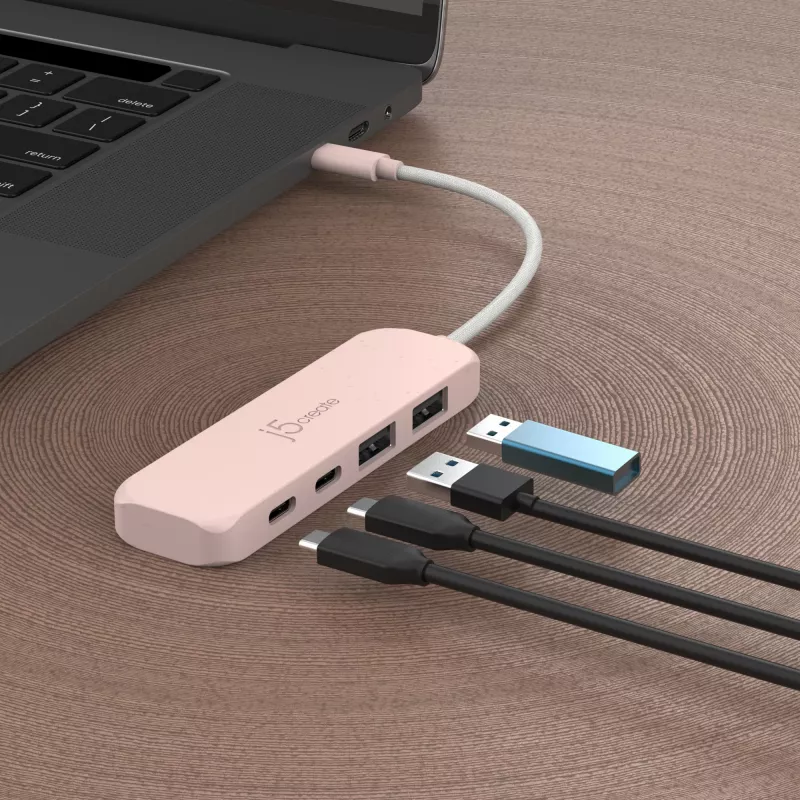 USB-C Hub j5create JCH342ER-N 4-Port USB-C Type-A Gen 2 10000 Mbit/s Rose