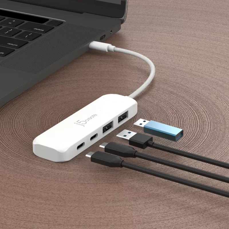 j5create keskkonnasõbralik USB-C 4-pordilisele USB-C ja Type-A Gen 2 jaoturile
