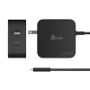 j5create 102W GaN PD USB-C 2-pordiline laadija vahetatavate vahelduvvoolupistikutega