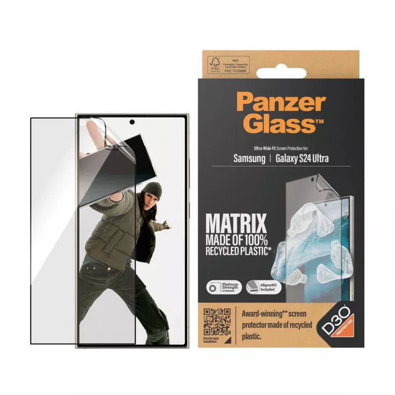 PanzerGlass ® ECO MATRIX klaasikaitse D3O® Samsung Galaxy S24 Ultra | Ülilai sobivus paigalduskomplektiga