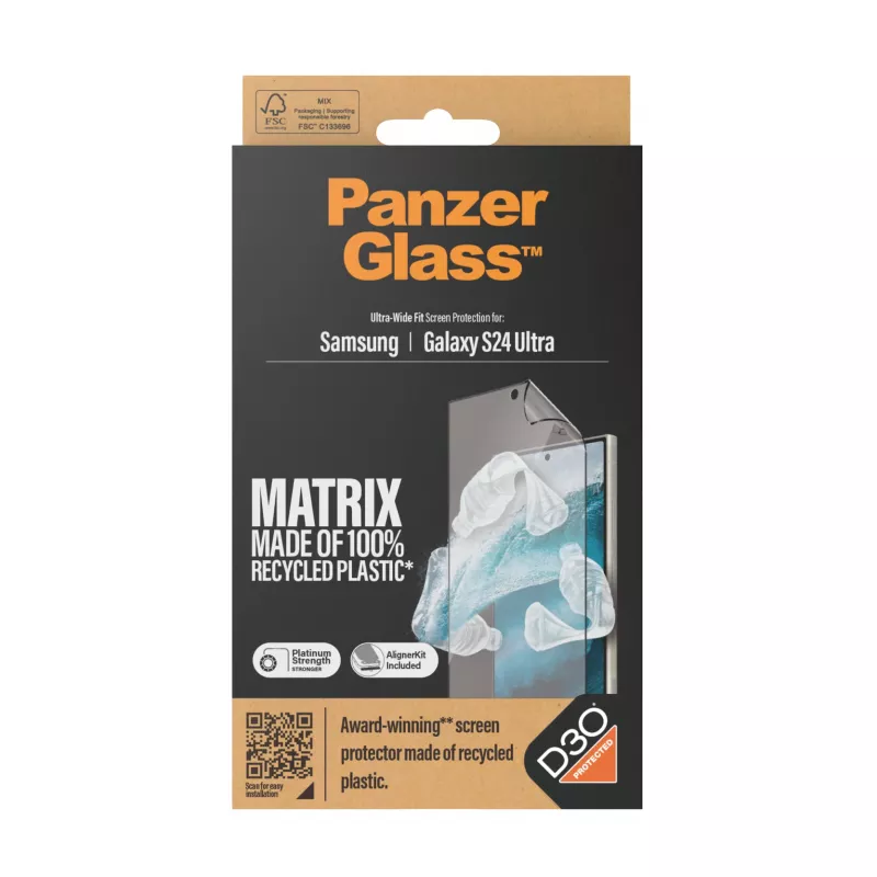 PanzerGlass ® ECO MATRIX klaasikaitse D3O® Samsung Galaxy S24 Ultra | Ülilai sobivus paigalduskomplektiga