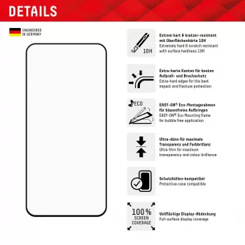 Displex Full Cover ekraanikaitseklaas (10H) Samsung Galaxy A35/A55 5G jaoks, Eco paigaldusraam, täiskattega