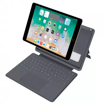 ASTAR DEQSTER Smart Rugged Touch Plus klaviatuur 10.2 tolli — QWERTZ Saksa, mehaanilised lülitid, Smart Connector dokkimine, hall