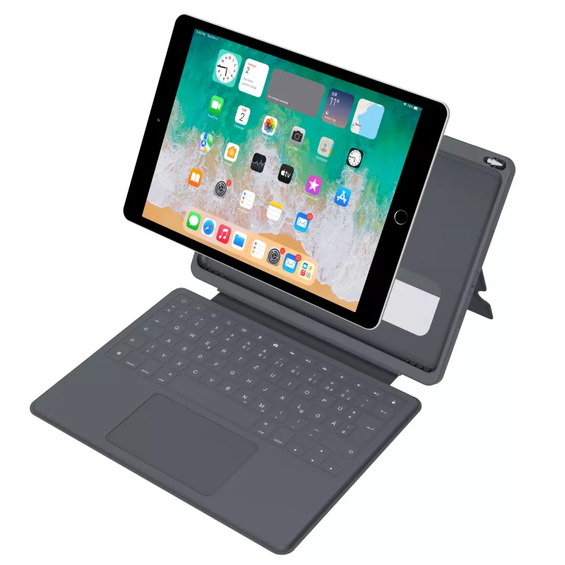 ASTAR DEQSTER Smart Rugged Touch Plus klaviatuur 10.2 tolli — QWERTZ Saksa, mehaanilised lülitid, Smart Connector dokkimine, hall