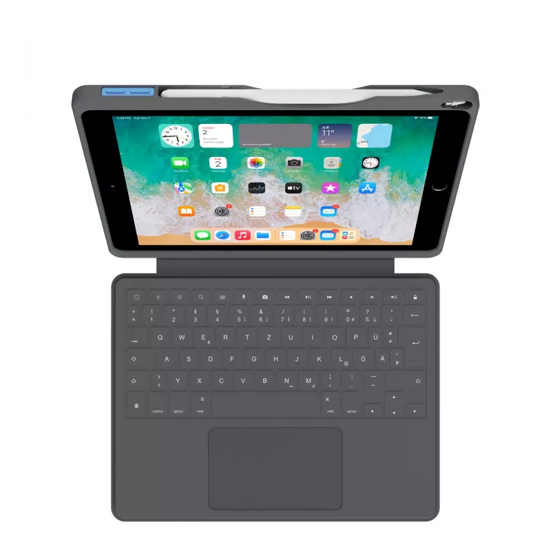 ASTAR DEQSTER Smart Rugged Touch Plus klaviatuur 10.2 tolli — QWERTZ Saksa, mehaanilised lülitid, Smart Connector dokkimine, hall