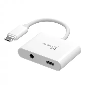 j5create JCA122 USB-C® 3,5 mm heliadapter koos toiteedastusega, must