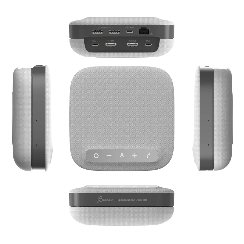 j5create JCDS337 USB-C® Dual 4K Speakerphone Dock Pro, Must