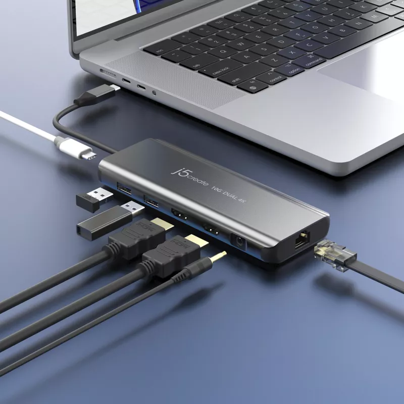 j5create JCD398 USB-C® Dual 4K HDMI™ 10Gbps Mini Dock, Must