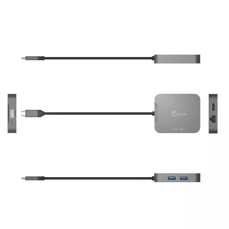 j5create JCD3191 4K60 Elite USB-C® reisiadapter, must