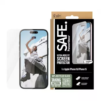 PanzerGlass SAFE. by ® ekraanikaitse iPhone '24 6.1 tolli | Ultra-Wide Fit