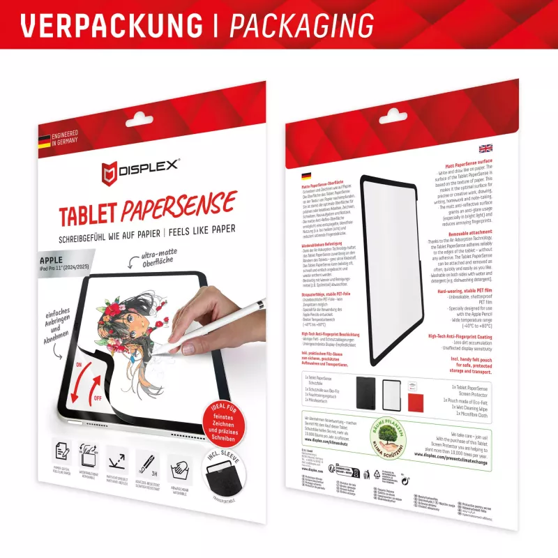 Displex TABLET PAPERSENSE iPad Pro 11'' (2025/2024) jaoks, eemaldatav kirjutus- või joonistuskile paberi tundega