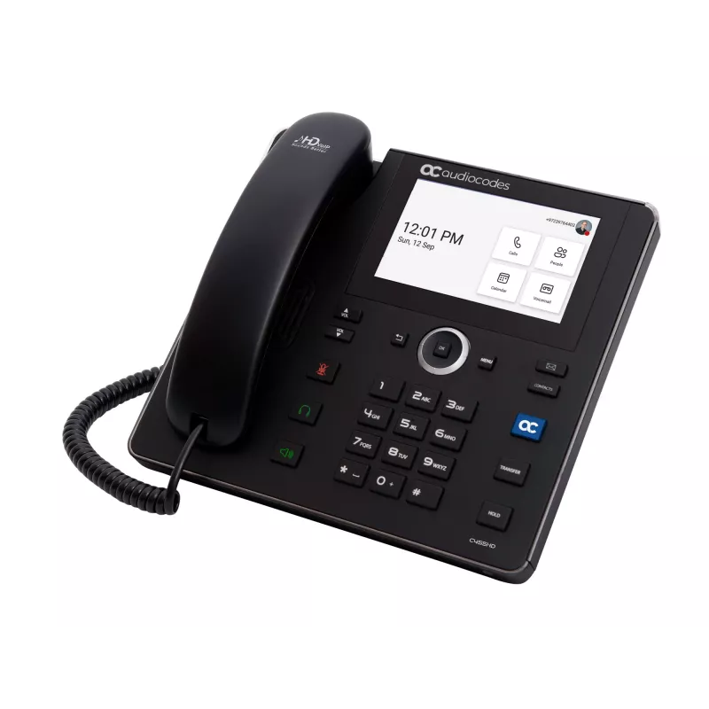 AudioCodes Teams C455HD IP-telefon PoE GbE must, IP-telefon, Must, Juhtmega telefonitoru, Android, SIP info, 8 liini