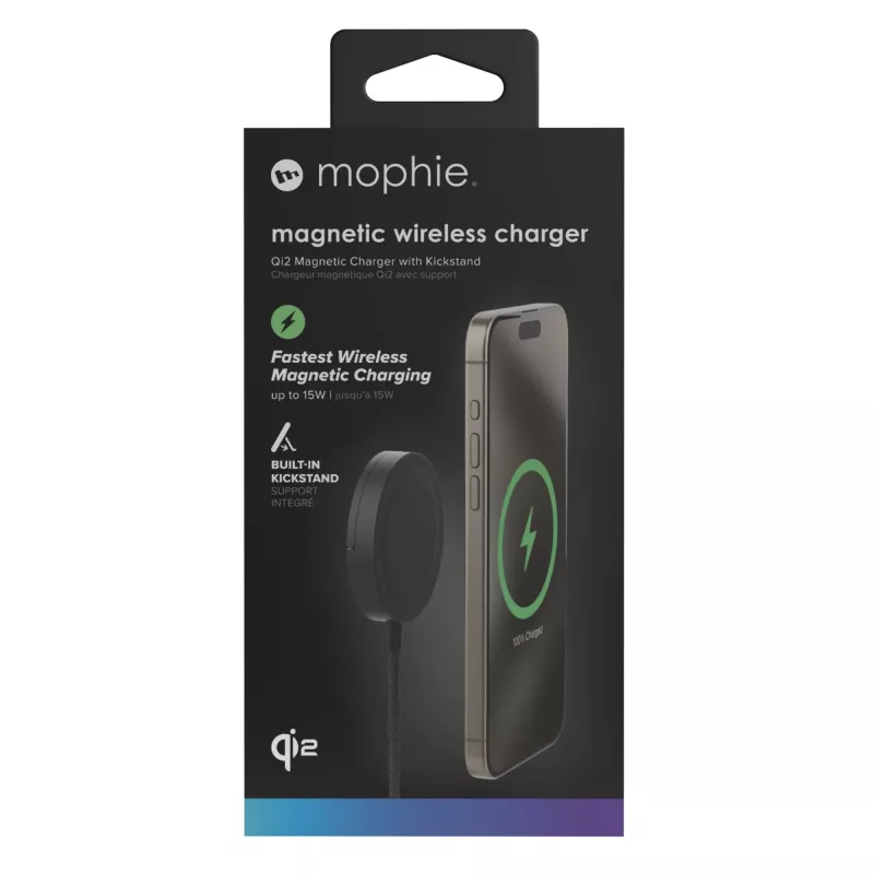 mophie Qi2 Magnetlaadija Nutitelefon Must USB Juhtmevaba laadimine Kiirlaadimine Siseruumides