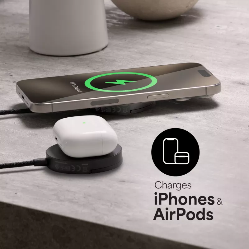 mophie Qi2 Magnetlaadija Nutitelefon Must USB Juhtmevaba laadimine Kiirlaadimine Siseruumides