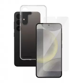 Ekraanikaitse 2-ühes komplekt PanzerGlass SAFE. Samsung Galaxy S24 jaoks — karastatud klaas + TPU tagakate, läbipaistev, 50 tk