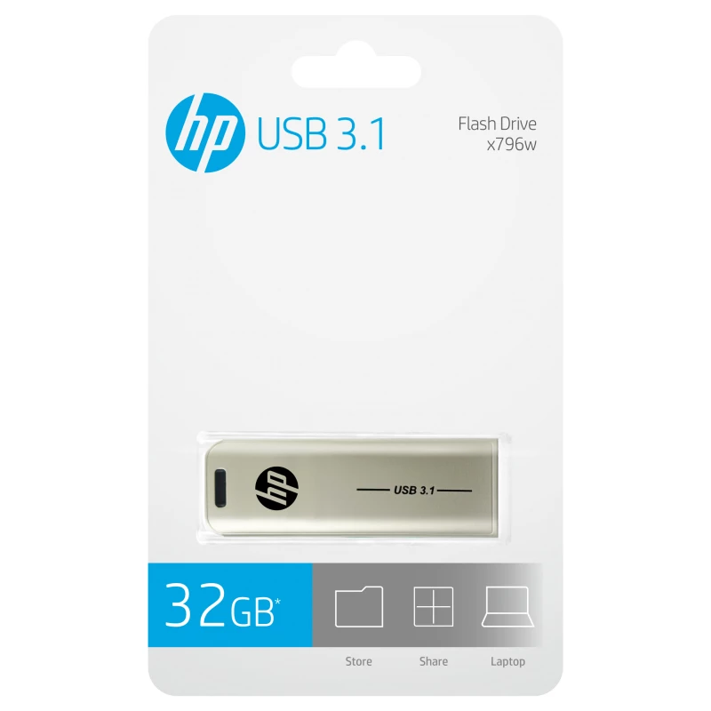 HP x796w USB-mälupulk 32 GB USB Type-A 3.2 Gen 1 (3.1 Gen 1) Hõbedane