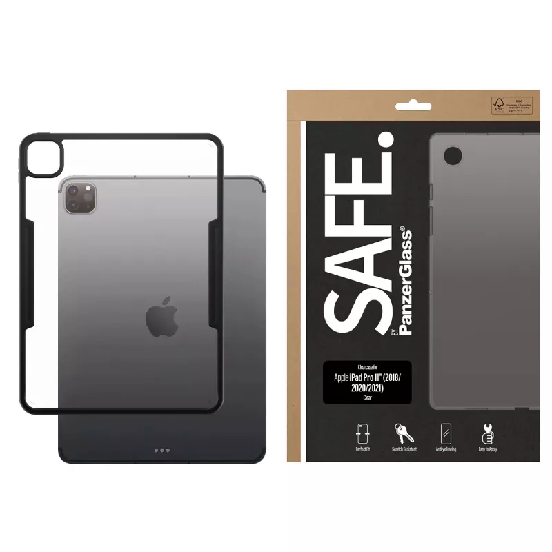Clear TPU Cover Case PanzerGlass SAFE Apple iPad Pro 11 tollile (2018, 2020, 2021, 2022, 2024) Läbipaistev