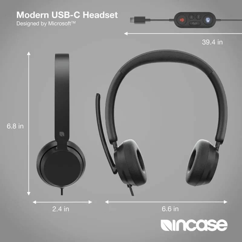 Incase Designed by Microsoft Modern USB-C Peakomplekt Juhtmega Peapael Kontori-/kõnekeskus USB USB-C Must