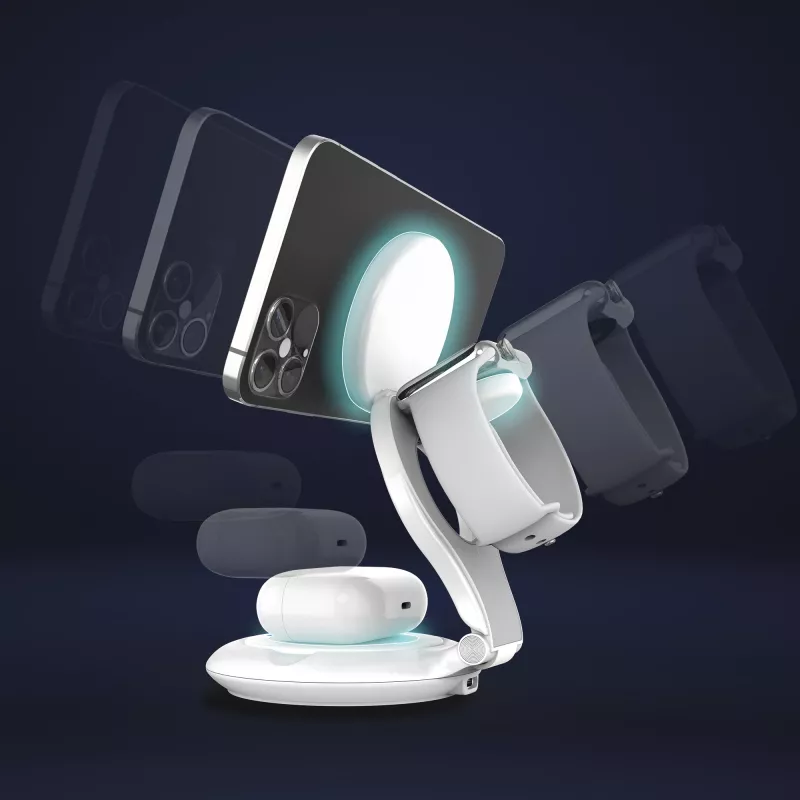 j5create Qi2 3-in-1 Magnetic Foldable Wireless Charging Station Indoor USB Smartwatch Headphones Smartphone