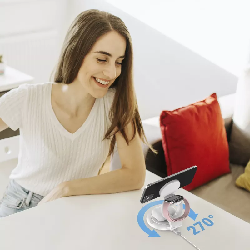 j5create Qi2 3-in-1 Magnetic Foldable Wireless Charging Station Indoor USB Smartwatch Headphones Smartphone