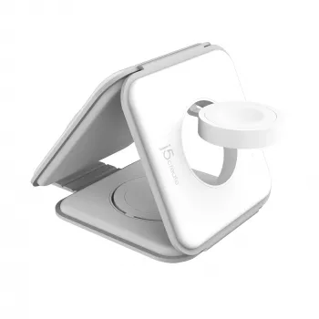 j5create Qi2 3-in-1 Magnetic Travel Wireless Charging Station Indoor USB Fast Charging Valge