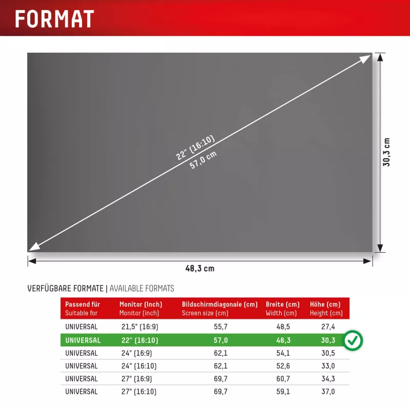 Displex PRIVACY SAFE eemaldatav kahesuunaline privaatsusfilter lauaarvuti monitorile 22'' (16:10)