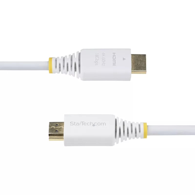 StarTech.com 1,8 m Premium Certified High Speed HDMI kaabel, 4K 60 Hz / 1440p 144 Hz, HDR10 / HDCP 2.2 / ARC, 18 Gbit/s, UHD HDMI 2.0 juhe telerile / monitorile / ekraanile, TPE väliskest, valge