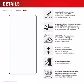 Displex Premium ekraanikaitse (täiskattega, 10H) Samsung Galaxy S25 Edge'ile, Eco paigaldusraam, täiskattega