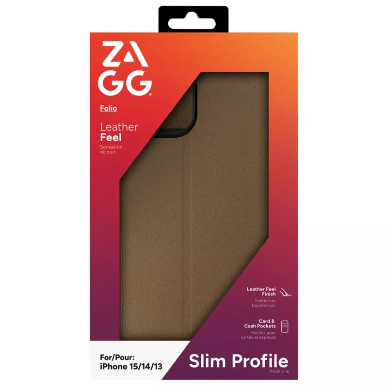 ZAGG Folio ümbris iPhone 17e/16e/15/14/13 Brown, Folio, Apple, iPhone 17e/16e/15/14/13, 15.5 cm (6.1 tolli), pruun