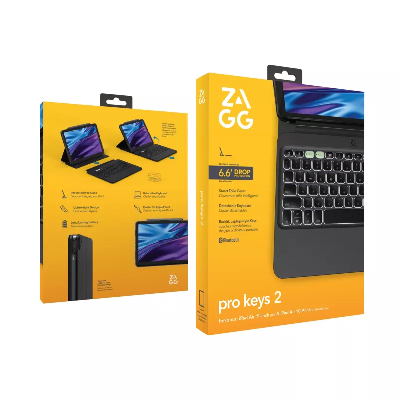 ZAGG Pro Keys 2 Bluetooth-klaviatuur QWERTZ saksa must iPad Air 11 jaoks