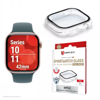 Tervikkeha kaitsja e.v.i. DISPLEX Apple Series 10 42mm Läbipaistev — täielikult kattev kaitsekile Apple Watch Series 10 42mm jaoks