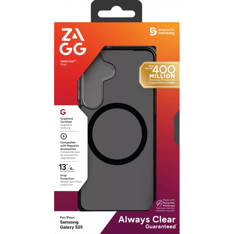 ZAGG Santa Cruz Snap Samsung Galaxy S25 Midnight, kate, Samsung, Galaxy S25, 15.8 cm (6.2 tolli), hall