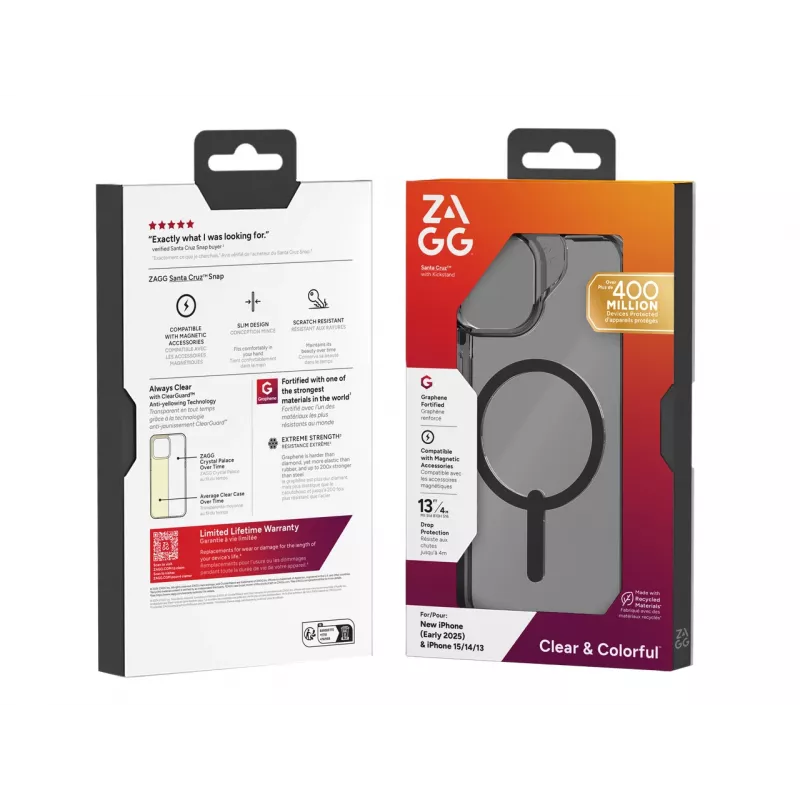 ZAGG Santa Cruz Snap ümbris iPhone 17e/16e/15/14/13 Must, Ümbris, Apple, iPhone 17e/16e/15/14/13, 15,5 cm (6,1 tolli), Must