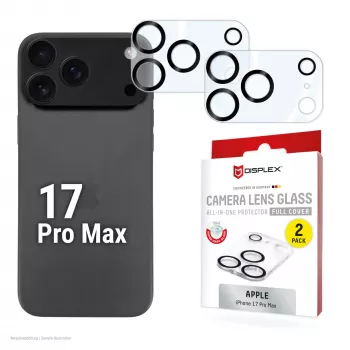Displex Full Cover Camera Lens Glass iPhone 17 Pro Max, 10H, täielik kaamerakaitse, kiirkinnitus, 2 tk