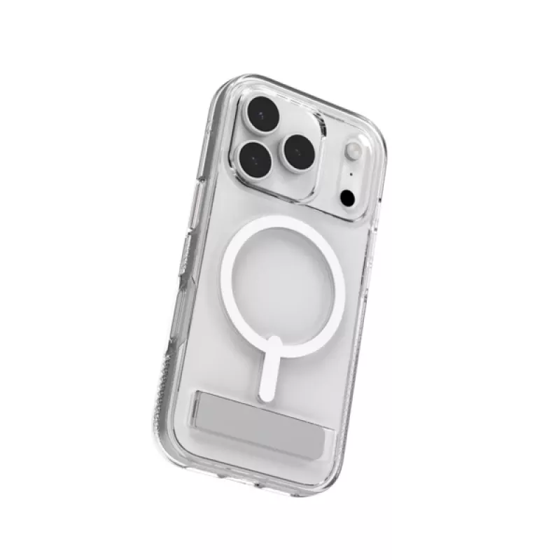 ZAGG Crystal Palace Snap Kickstand ümbris Apple iPhone 17 Pro jaoks, läbipaistev