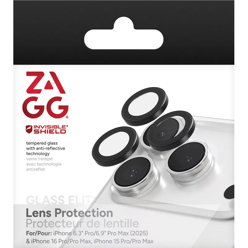 InvisibleShield Glass Elite (CameraRings) Objektiivi kaitse Apple iPhone 17 Pro/17 Pro Max 16 Pro/16 Pro Max/15 Pro/15 Pro Max Must