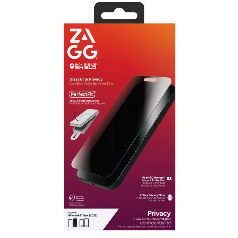 InvisibleShield Glass Elite privaatsusekraani kaitse Apple iPhone 17 Air jaoks