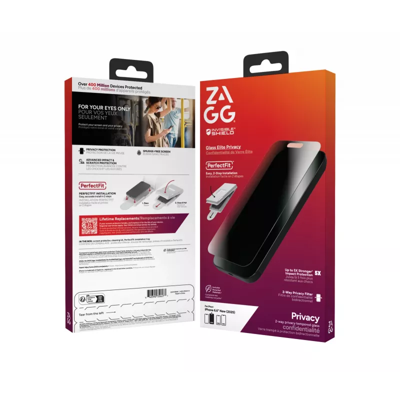 InvisibleShield Glass Elite privaatsusekraani kaitse Apple iPhone 17 Air jaoks