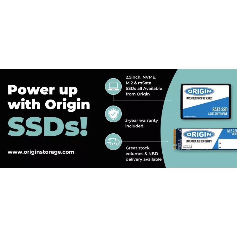 SSD Origin Inception 1TB NVMe M.2 3D TLC (80mm) — 2100MB/s read, 1900MB/s write