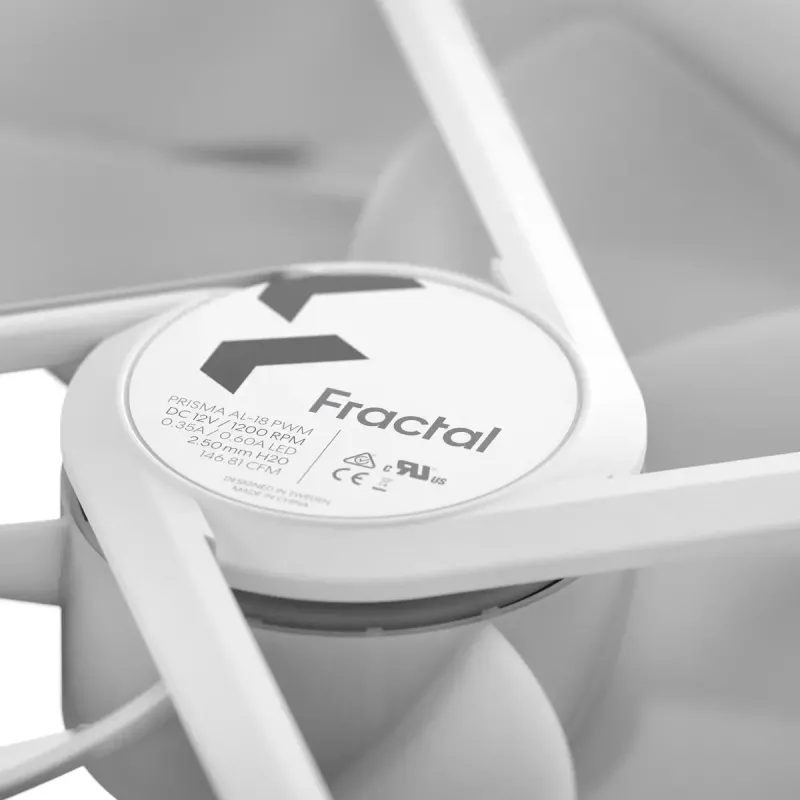 Fractal Design Prisma AL-18 ARGB PWM korpuse ventilaator, 180 mm, valge