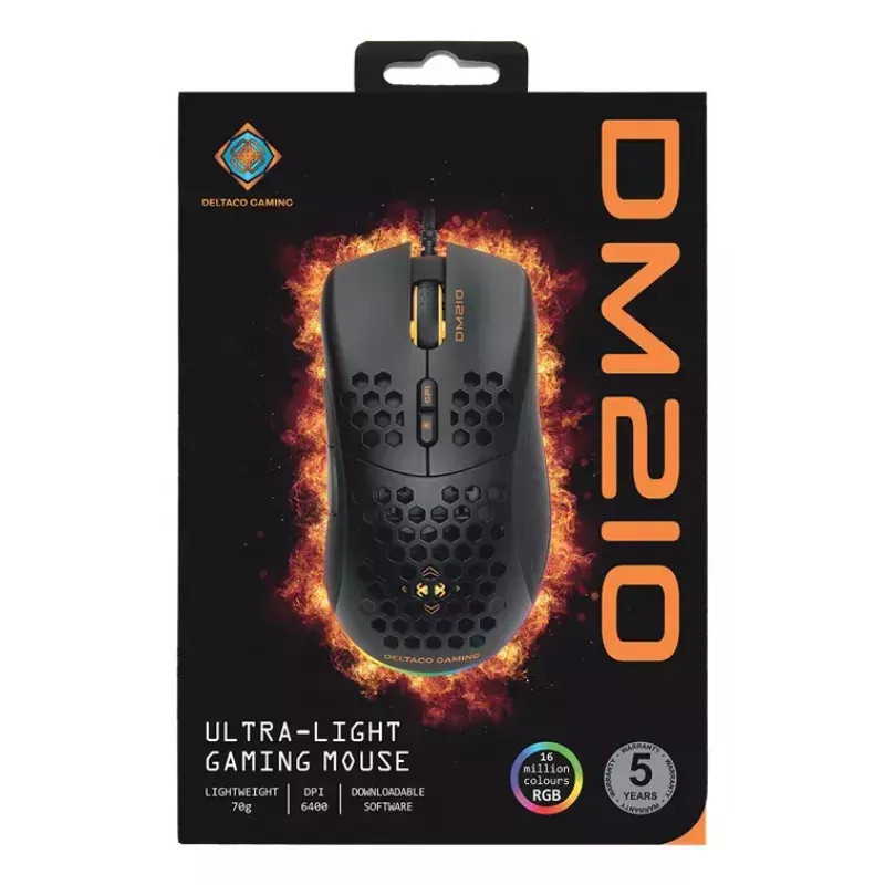 Mänguhiir Deltaco DM210 juhtmega üliõhuke RGB must