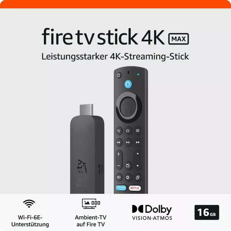 Nutiteleri dongel Amazon 4K Ultra HD USB, Wi‑Fi 6 (802.11ax), 3840×2160, USB-toitega, must