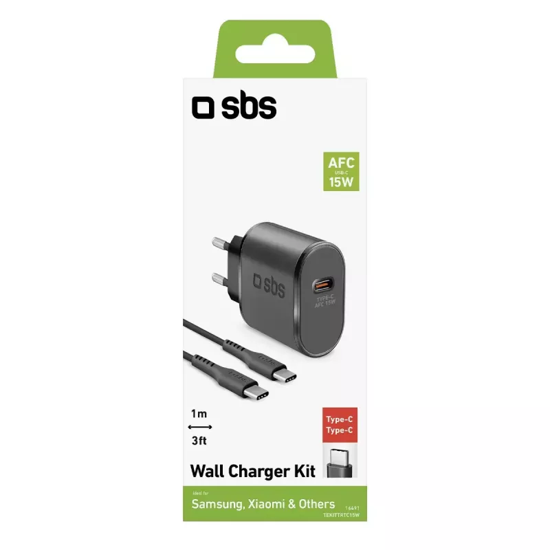 Mobiilseadme laadija SBS TEKITTRTC15W Universaalne Must Vahelduvvool Kiirlaadimine