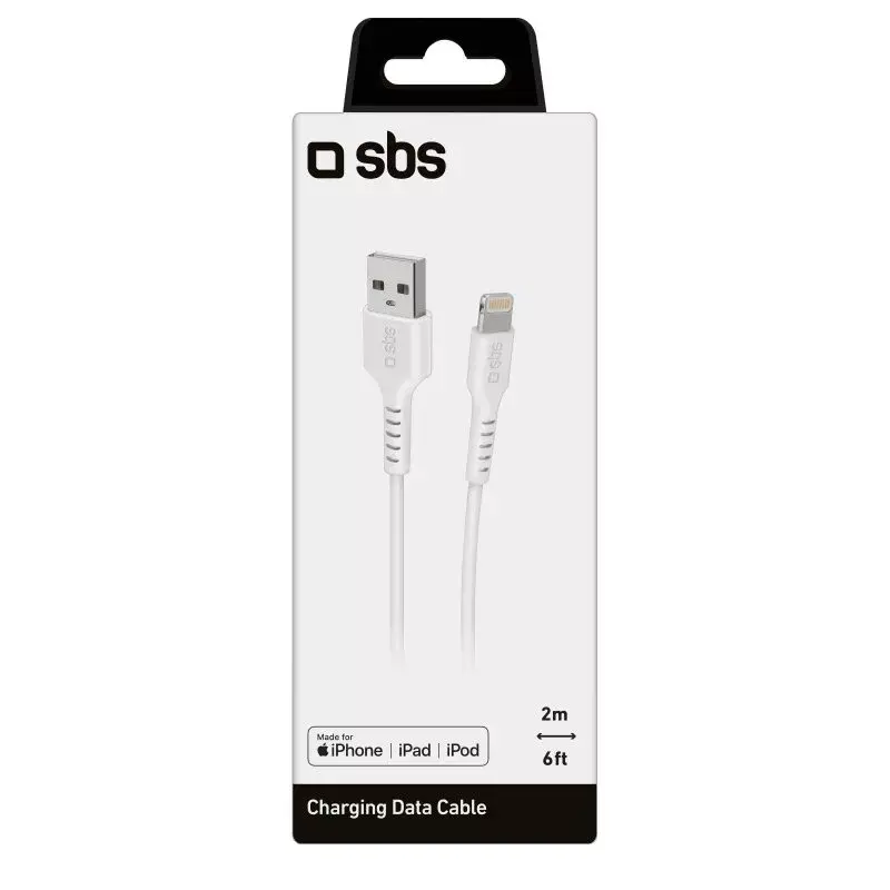 Lightning-kaabel SBS TECABLEUSBIP5289W 2m valge USB A