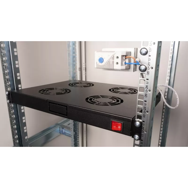 Equip jahutusventilaatorid 19', 1U, 4 VENTILAATORIT, RAL9005 must